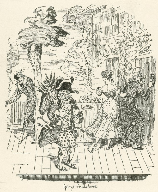 Joseph Grimaldi in Harlequinade by George Cruikshank