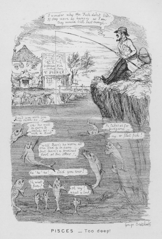 Pisces, Too deep! by George Cruikshank