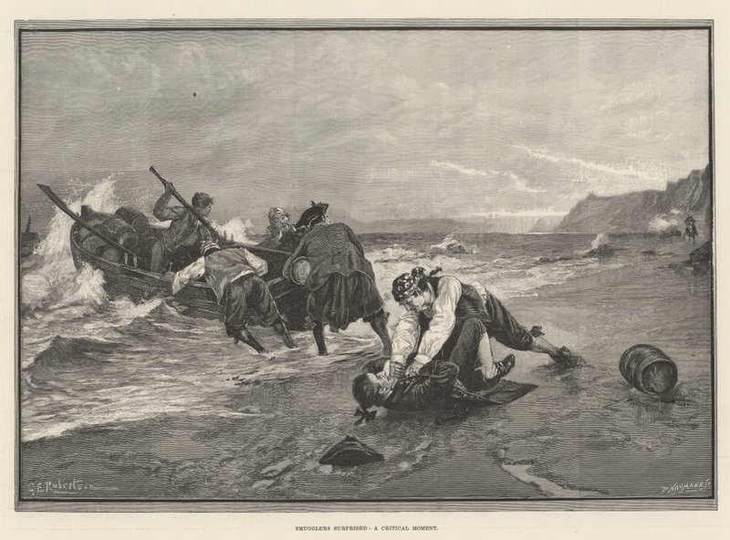 Smugglers Surprised, a Critical Moment by George Edward Robertson