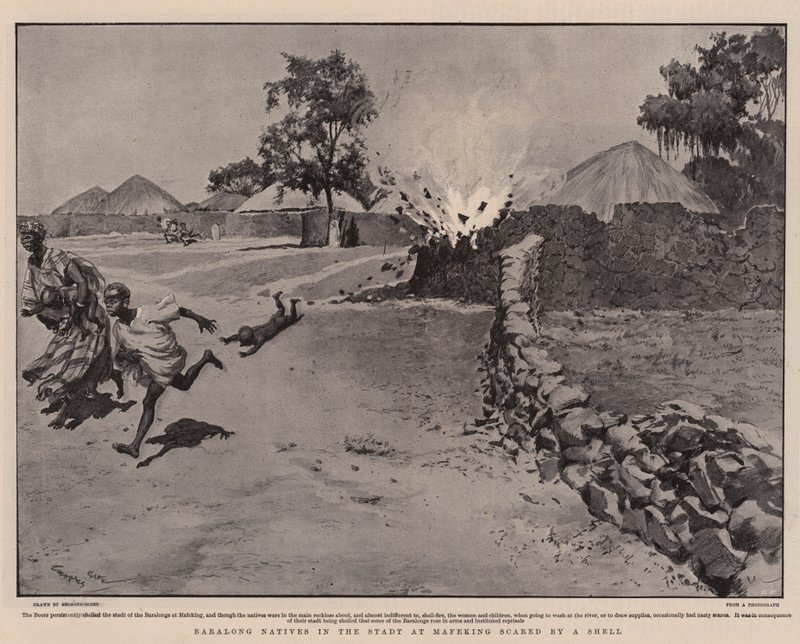 Baralong Natives in the Stadt at Mafeking Scared by a Shell by Georges Bertin Scott