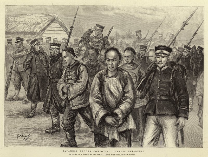 Japanese Troops Convoying Chinese Prisoners by Georges Ferdinand Bigot