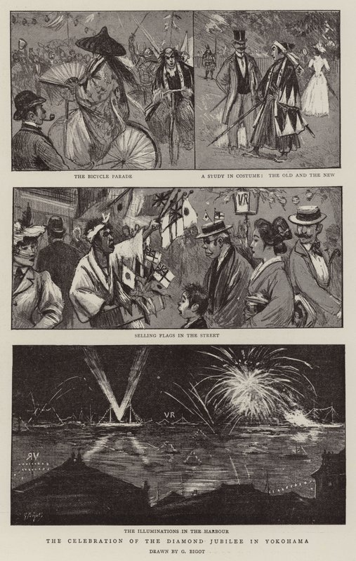 The Celebration of the Diamond Jubilee in Yokohama by Georges Ferdinand Bigot