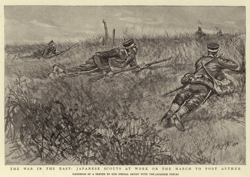 The War in the East, Japanese Scouts at Work on the March to Port Arthur by Georges Ferdinand Bigot