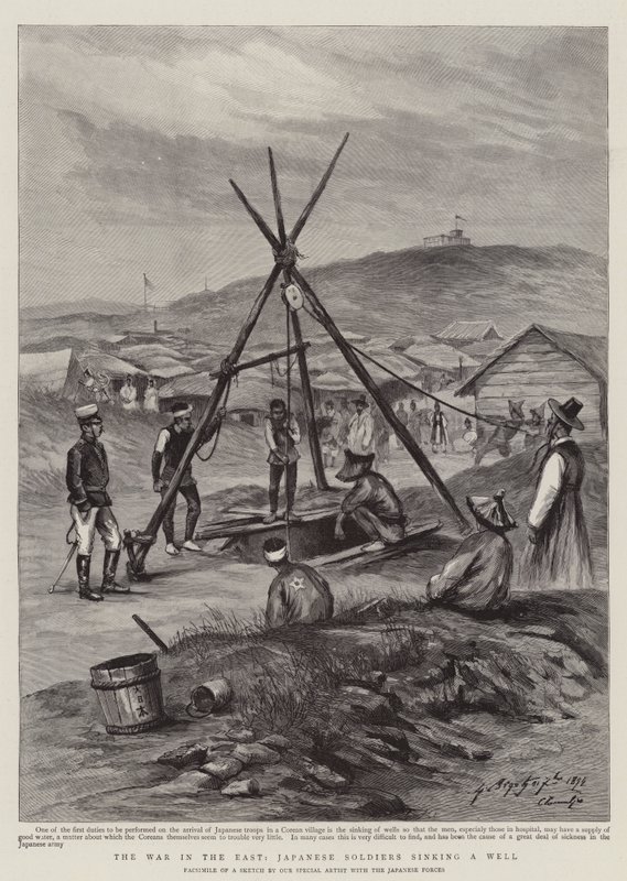 The War in the East, Japanese Soldiers sinking a Well by Georges Ferdinand Bigot