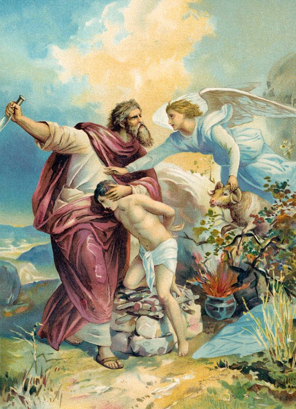Abraham about to sacrifice Isaac by German School