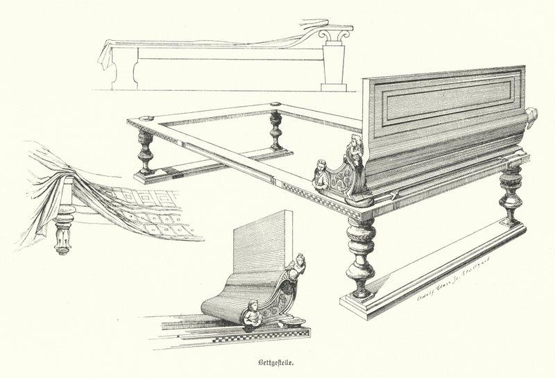 Ancient Greek bedsteads by German School