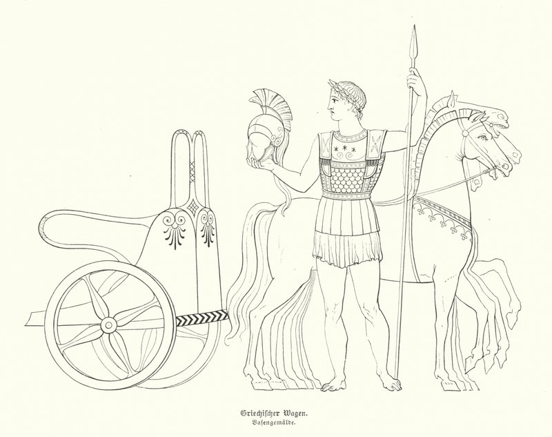 Ancient Greek chariot by German School