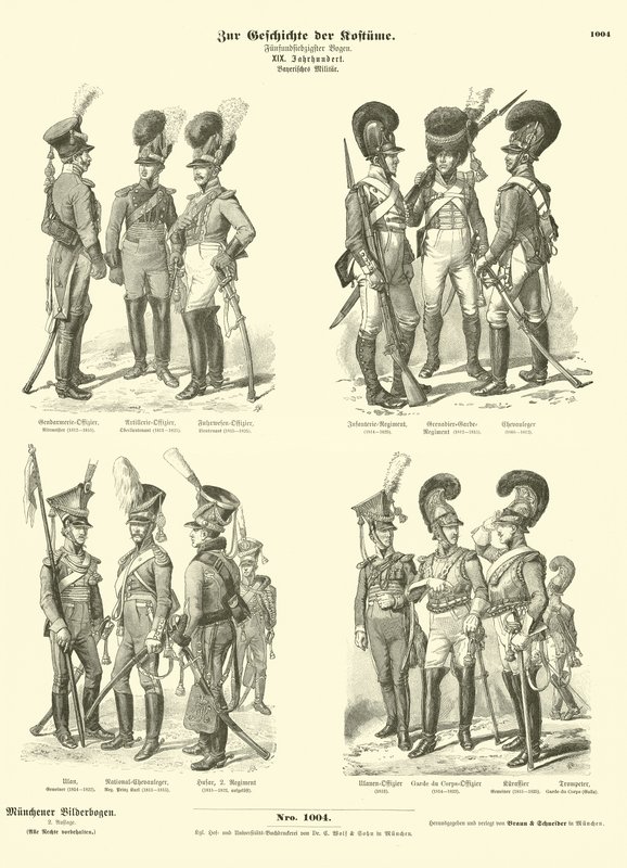 Bavarian Military Uniforms, Early 19th Century by German School