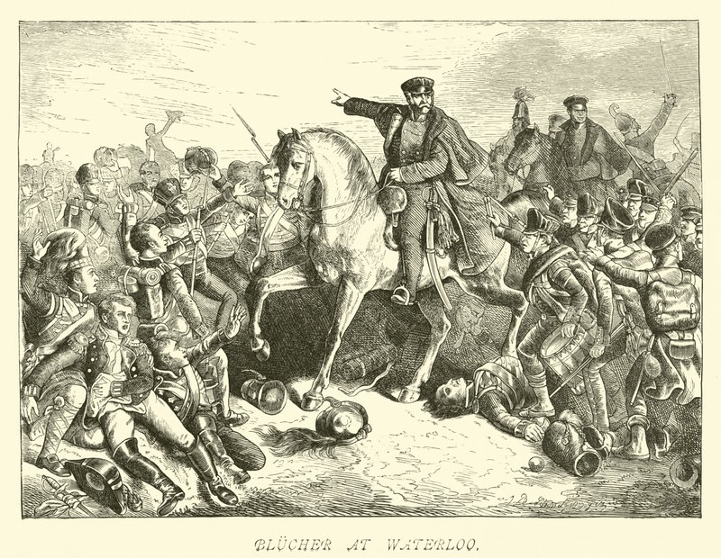 Blucher at Waterloo by German School
