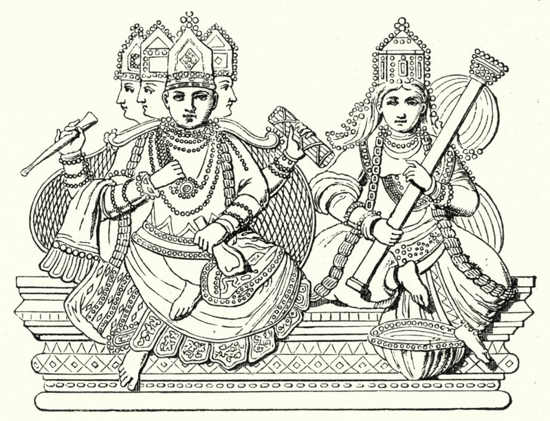 Brahma and Saraswati by German School