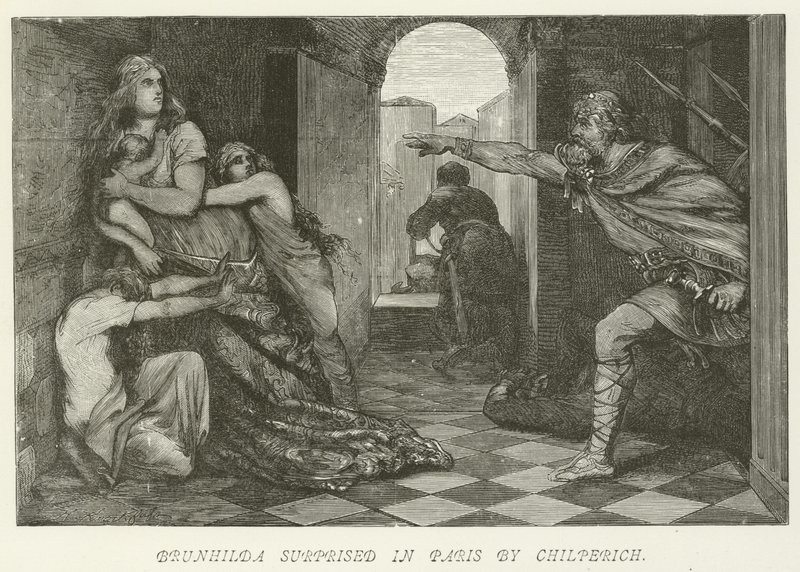 Brunhilda Surprised in Paris by Chilperich by German School