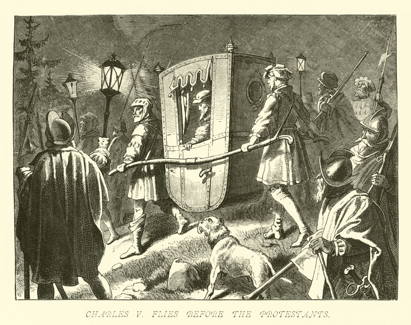 Charles V Flies Before the Protestants by German School