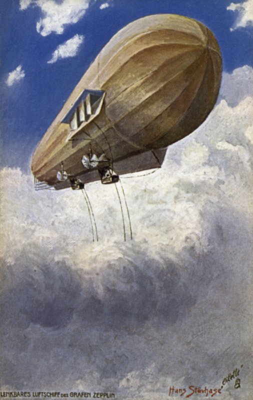 Dirigible Airship of Graf Ferdinand von Zeppelin by German School