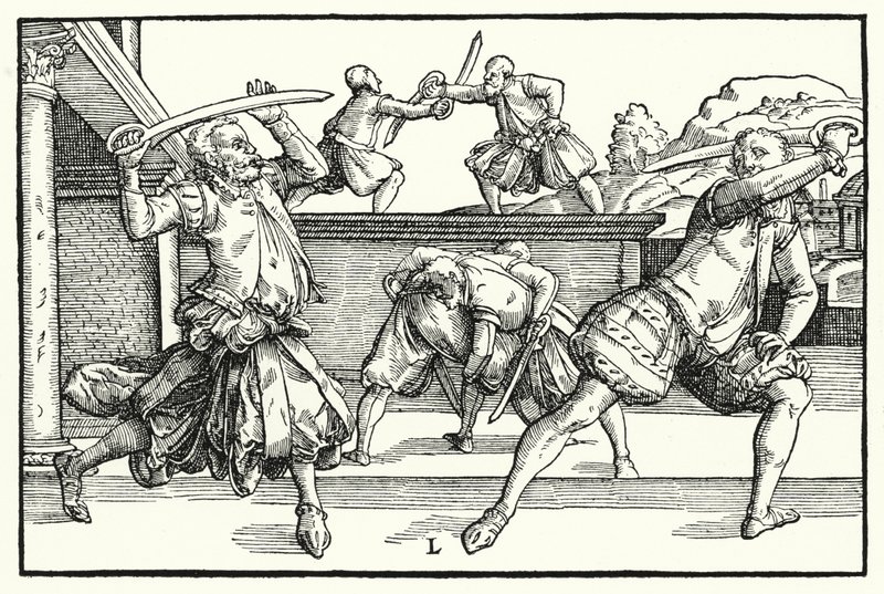 Fencing Scene (engraving) by German School