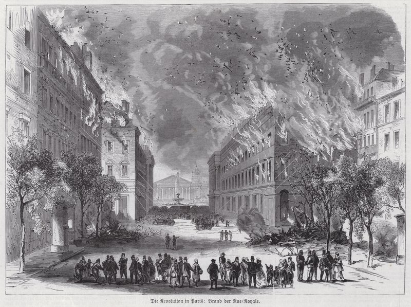 Fires in the Rue Royale, Paris Commune by German School