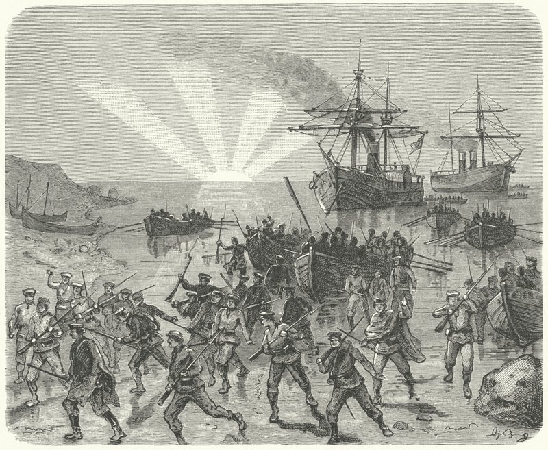 Giuseppe Garibaldi landing at Marsala, Sicily by German School