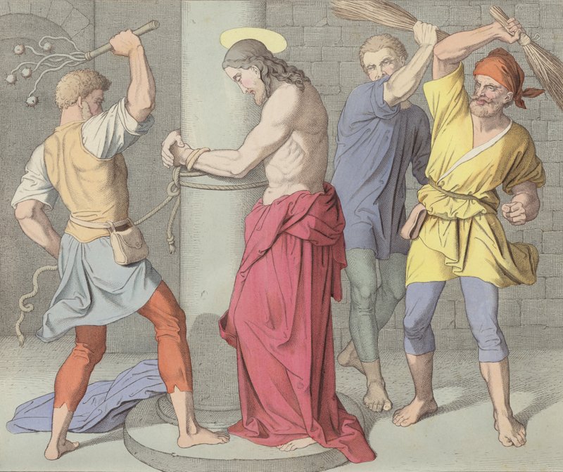 Jesus is Scourged at the Pillar by German School