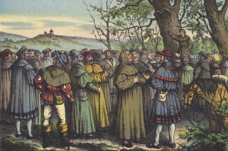 Luther Preaching by German School