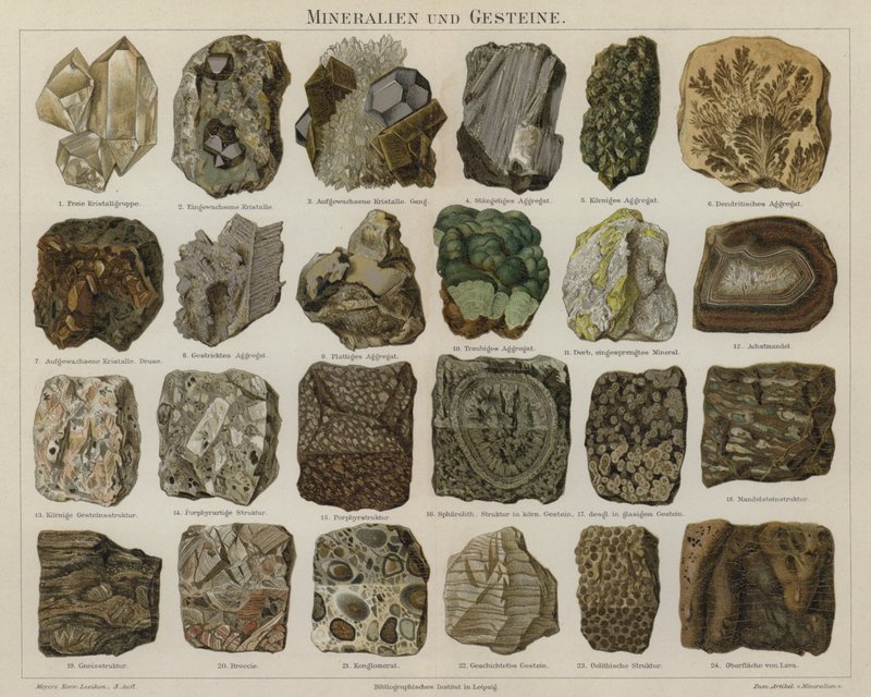 Minerals and rocks by German School