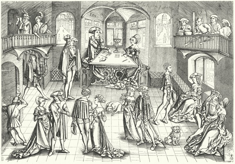 Nobles Dancing by German School