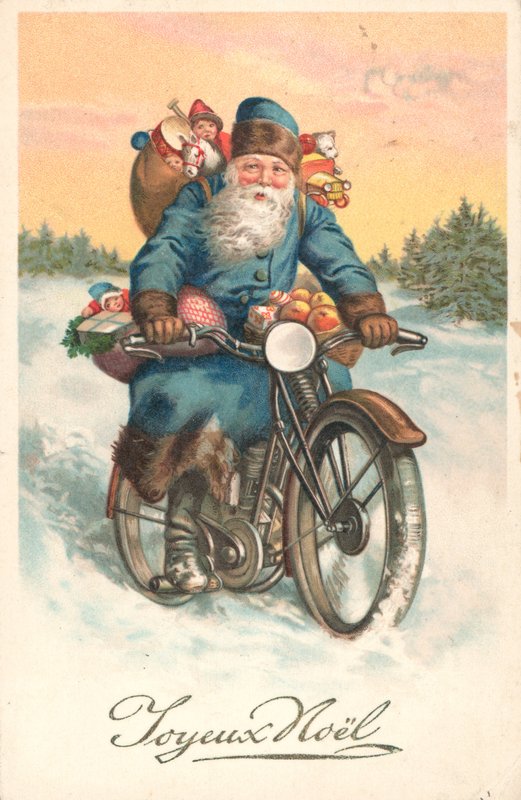 Santa on a Motorbike by German School