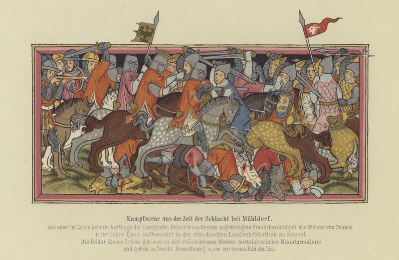 The Battle of Muhldorf, 1322 by German School
