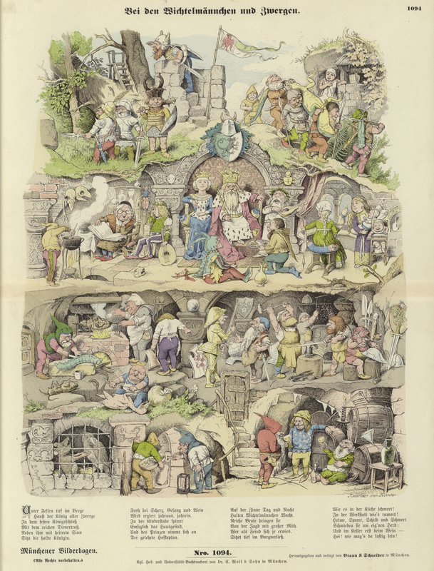 The Elves and Dwarves by German School