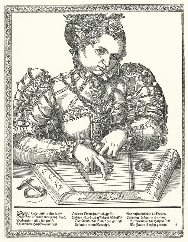 Woman Playing a Zither by German School
