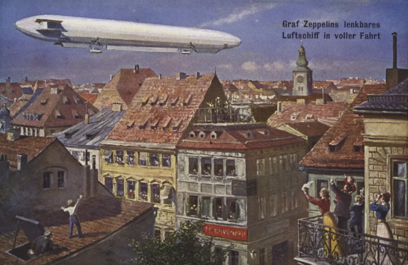 Zeppelin Airship in Flight by German School