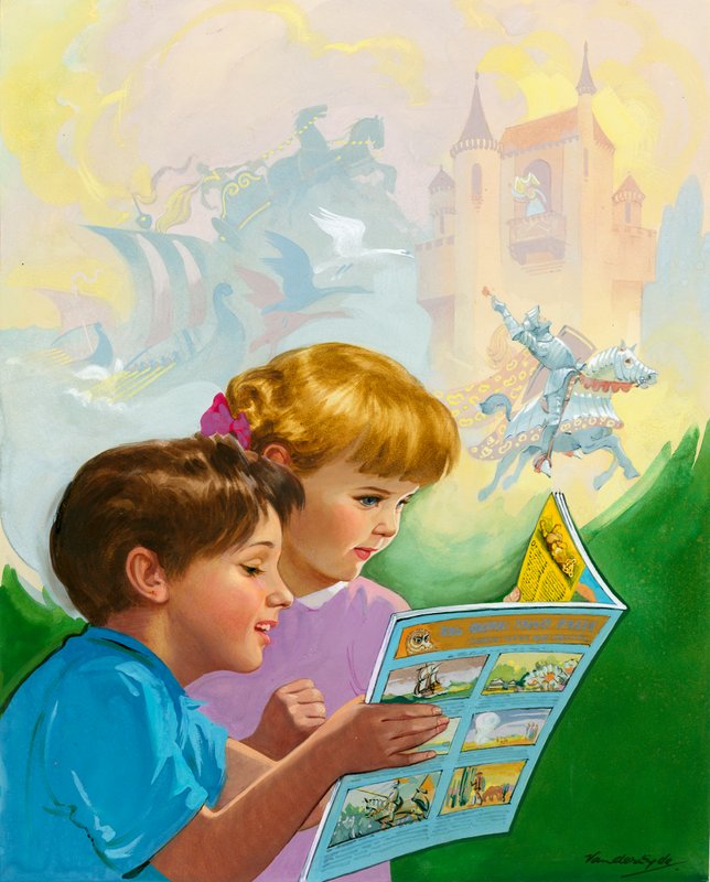Boy and girl reading by Gerritt Vandersyde