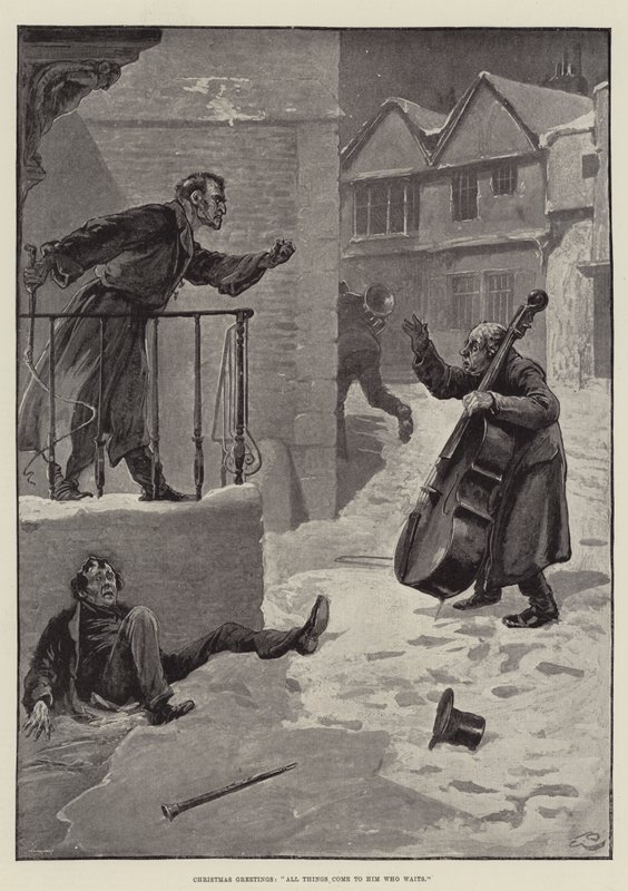 Christmas Greetings, All Things Come to Him Who Waits by Gordon Frederick Browne