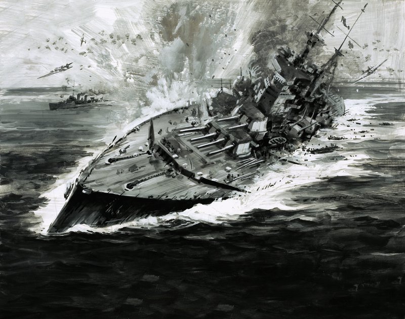 Sinking battleship by Graham Coton