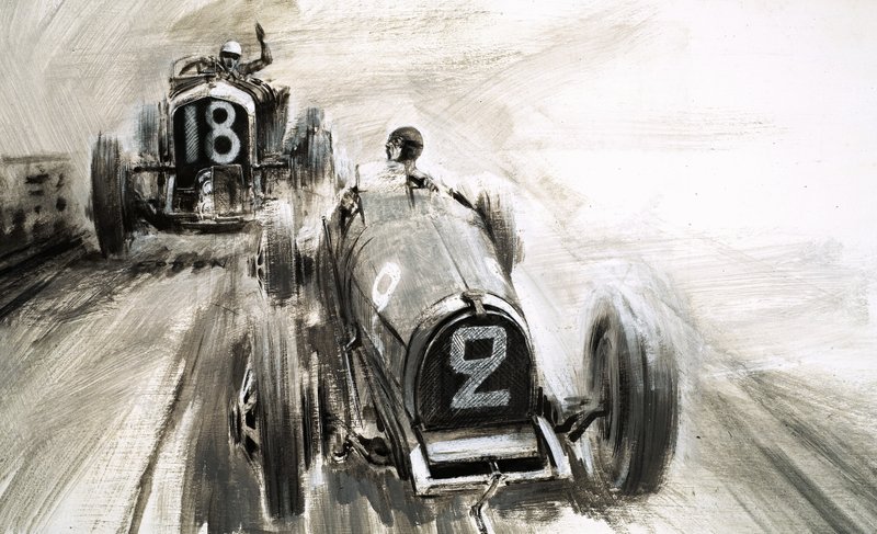 Tim Birkin driving at Brooklands by Graham Coton