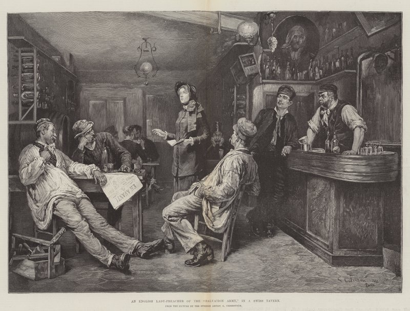 An English Lady-Preacher of the Salvation Army, in a Swiss Tavern by Gustaf Olaf Cederstrom