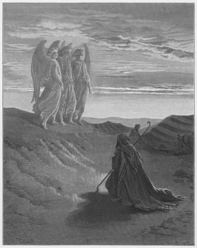 Abraham and the three Angels by Gustave Dore