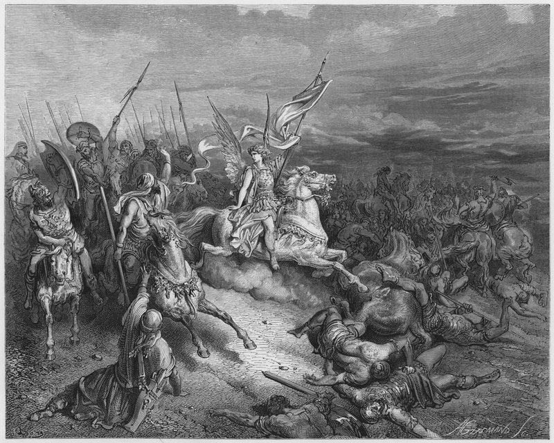 The Angel sent to deliver Israel by Gustave Dore