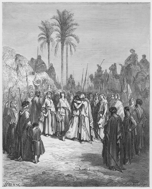 The meeting of Jacob and Esau by Gustave Dore