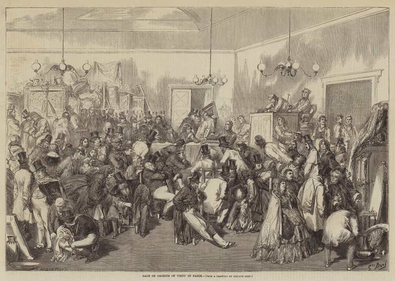 Sale of Objects of Virtu in Paris by Gustave Dore