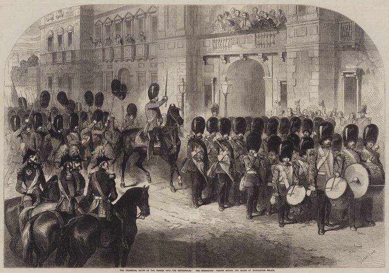 The Triumphal Entry of the Guards into the Metropolis, the Grenadiers Passing Before the Queen at Buckingham Palace by Gustave Janet