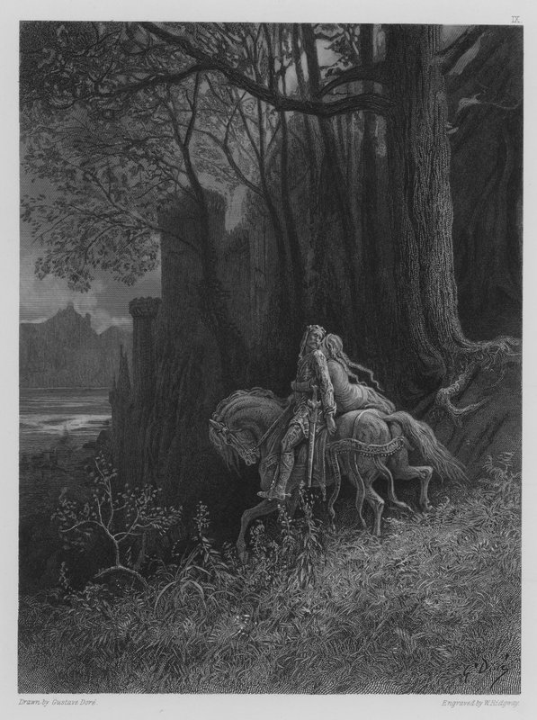 Geraint and Enid Ride Away by Gustave after Dore