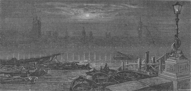 Evening on the Thames, London by Gustave after Dore