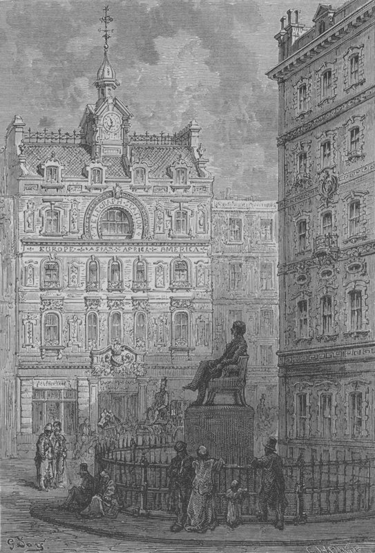 Statue of Peabody in the City of London by Gustave after Dore
