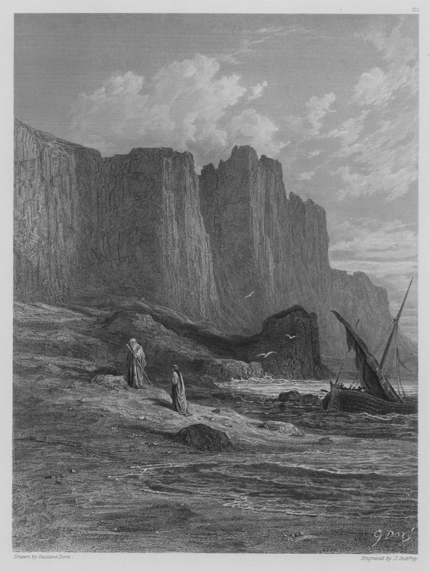 Vivien and Merlin Disembark by Gustave after Dore