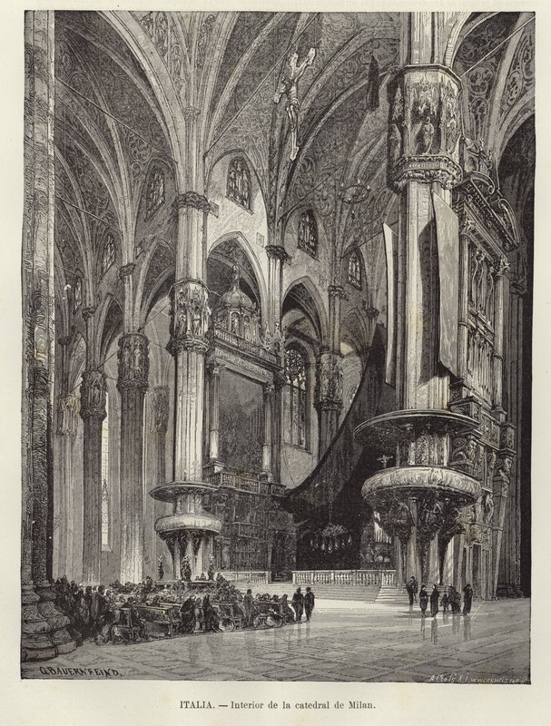 Interior of the Cathedral of Milan by Gustave Bauernfeind