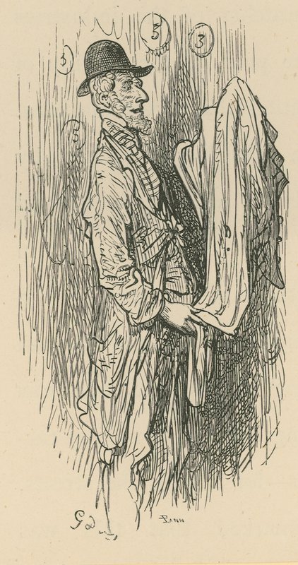 A man holding fabric by Gustave Dore