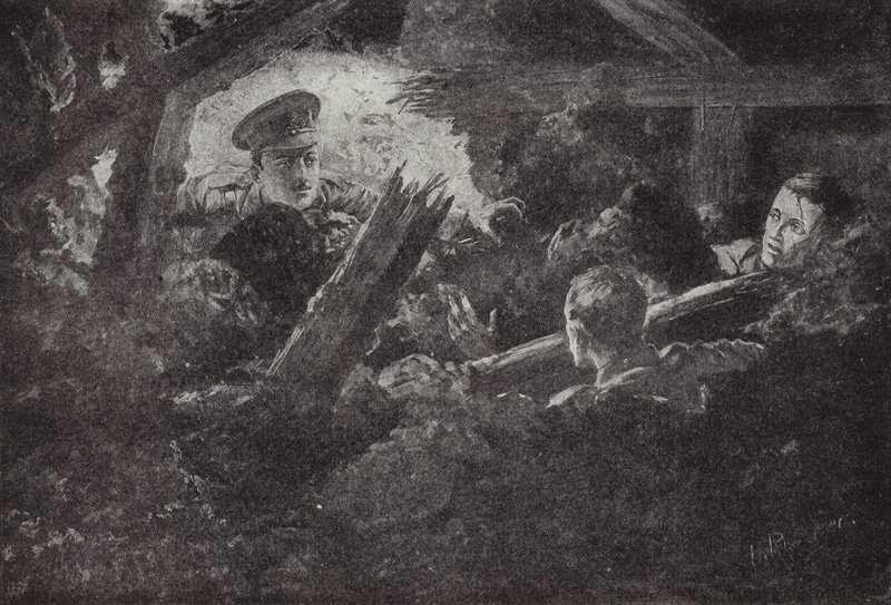 Second Lieutenant Cecil Calvert Unearths and Rescues Two Men from a Mine Gallery Which Had Fallen In, 6 September 1915 by H. Ripperger