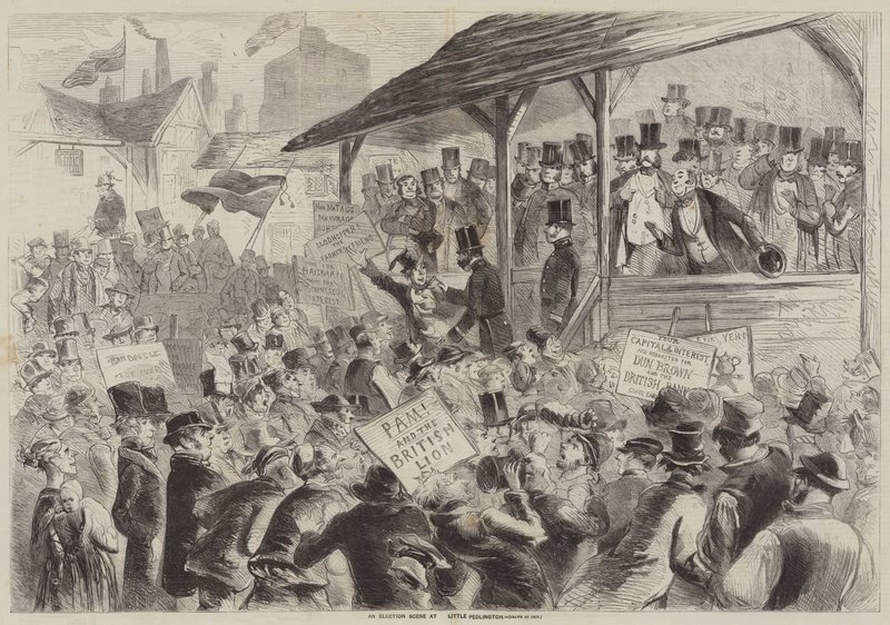 An Election Scene at Little Pedlington by Hablot Knight Browne