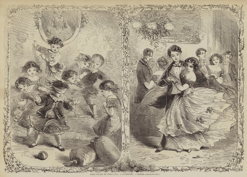 Four Phases of Christmas by Hablot Knight Browne