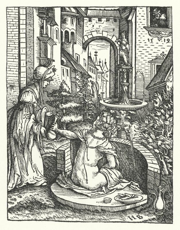 Bathsheba in Her Bath by Hans (after) Burgkmair
