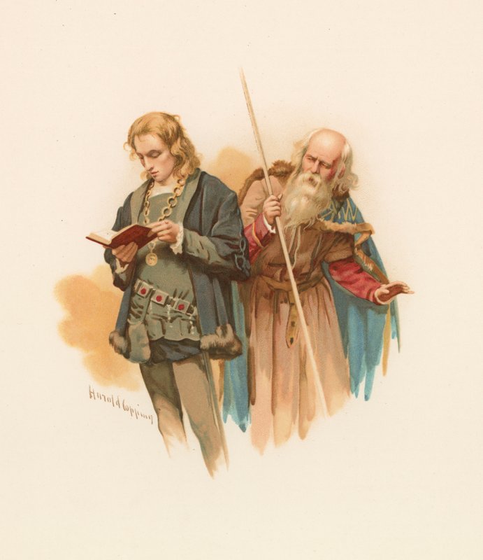 Hamlet Reading, with Polonius Behind by Harold Copping
